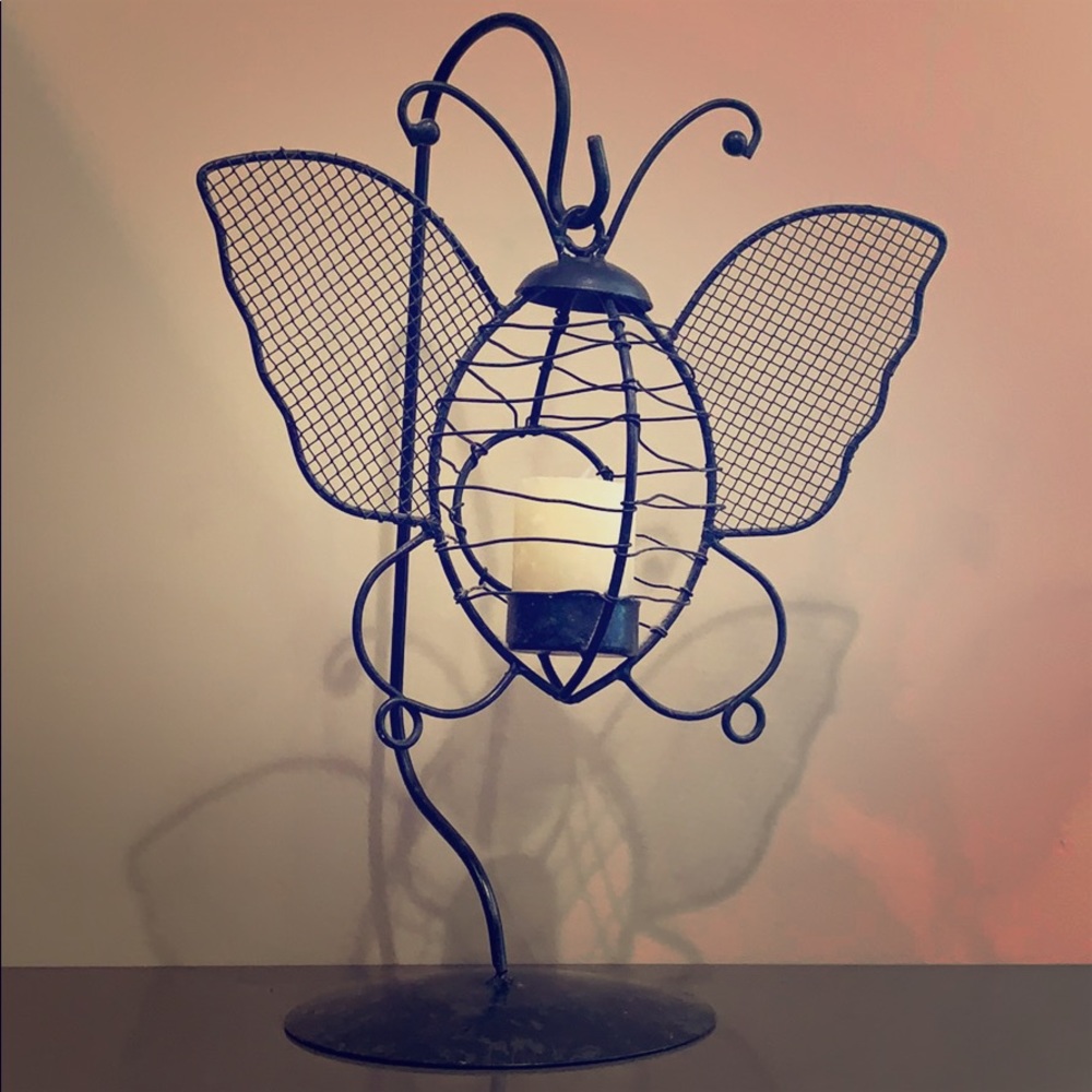 Y2K Vintage Metal butterfly votive lantern